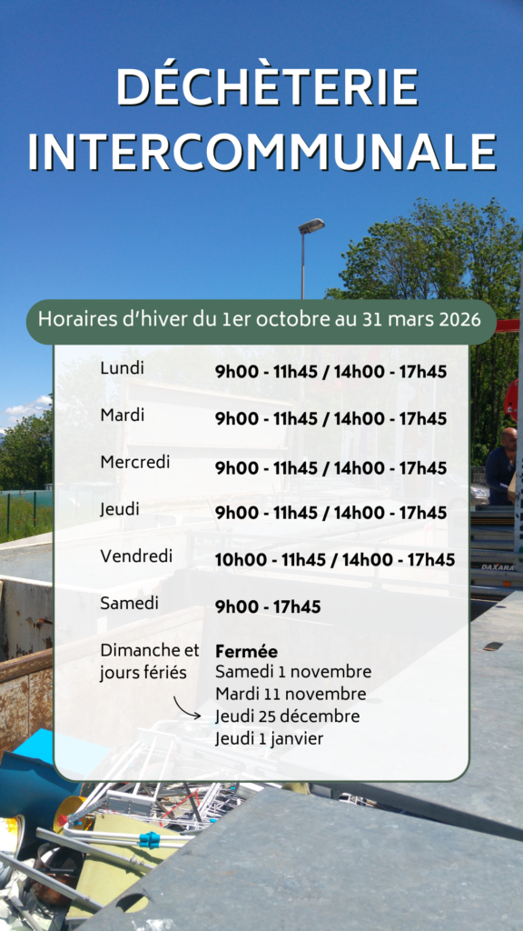 horaires déchèterie hiver