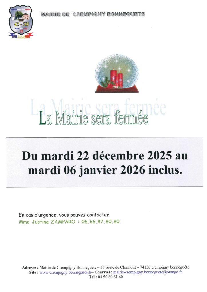 fermeture mairie